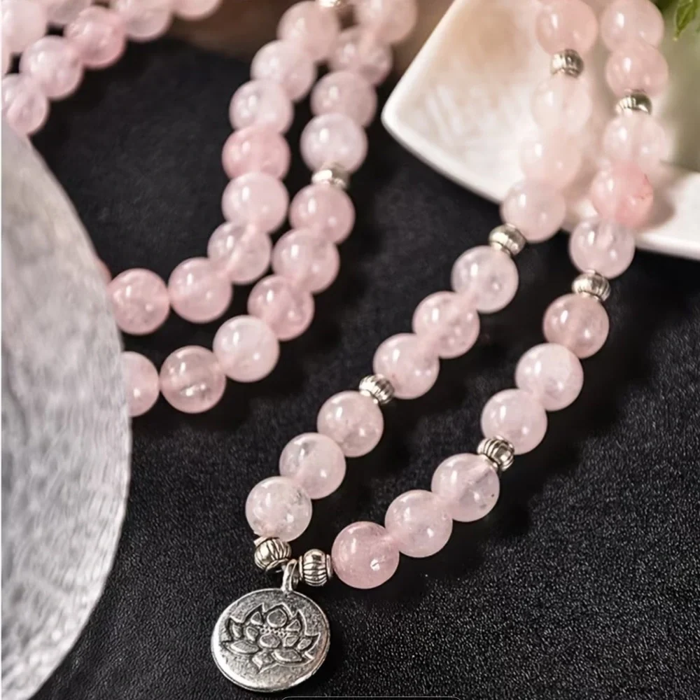 LOVE Genuine Rose Quartz Mala -Reiki Charged